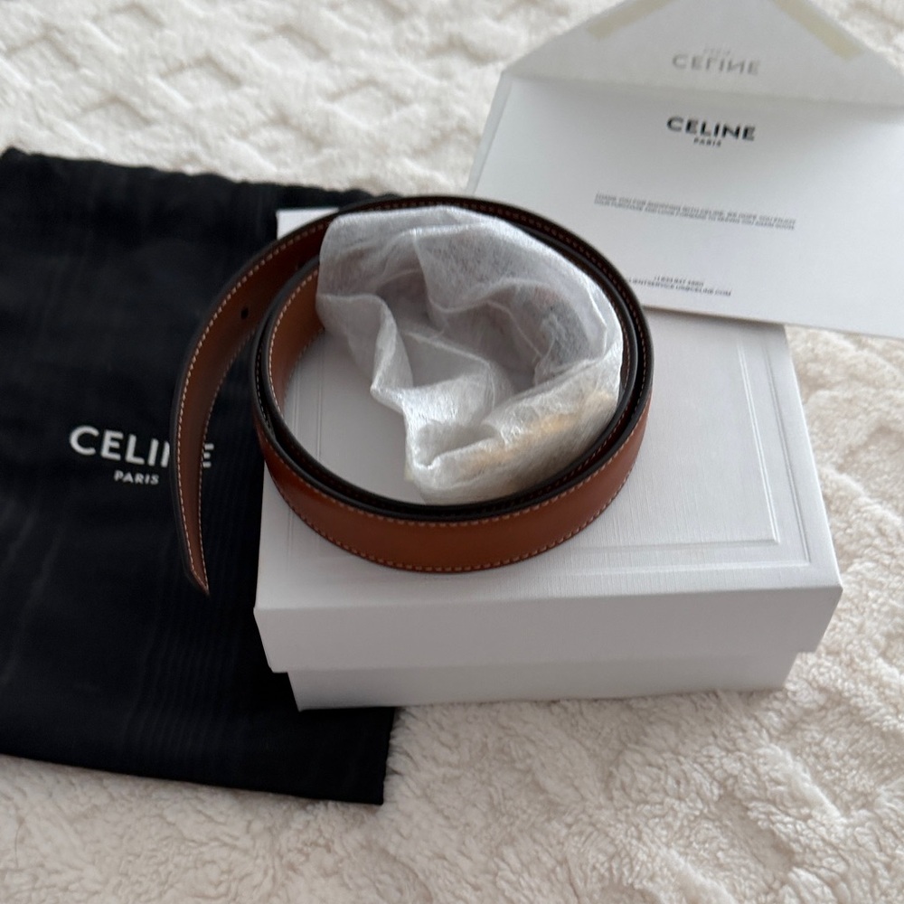 Celine Medium 25MM Triomphe Belt - Tan - Picture 6 of 7